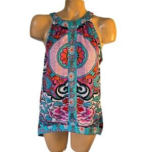 Nicole by Nicole Miller Floral Print Tank Top Sleeveless Blouse Women's Medium